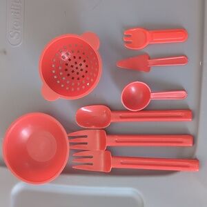 Dolls kitchen accessories made in hong kong plastic toys spoon parts utensils